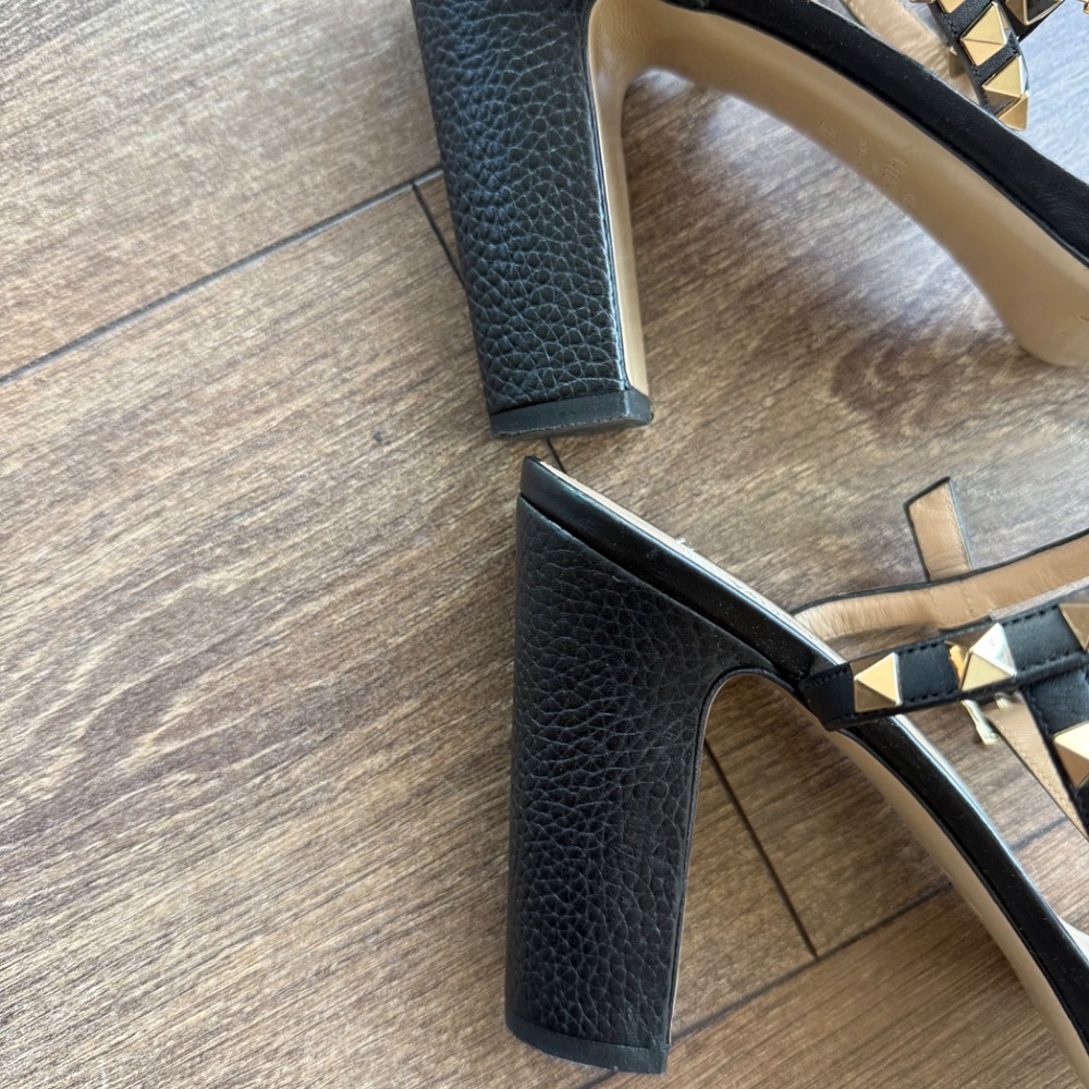 Valentino Black Leather Rockstud Ankle-Strap Heels - Picture 6 of 6